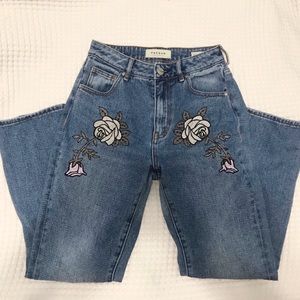 Embroidered Floral Mom Jeans